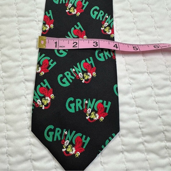 Dr. Seuss Grinch Black Tie with Red and Green Highlights - Picture 7 of 7